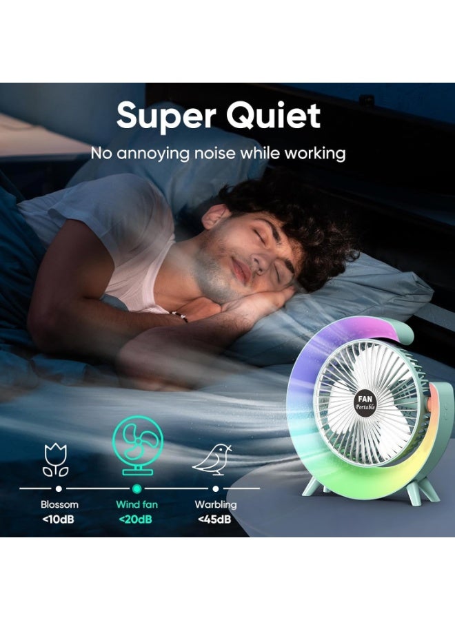 UV Enterprises Personal Mini Fan Cooler with LED Light,3 Speeds Portable Table Fan Cooler 180° Tilt,USB Rechargeable Battery Powered Fan,Quiet Cooling Fan for Bedroom Home Office Outdoor Camping Fan - Image 5