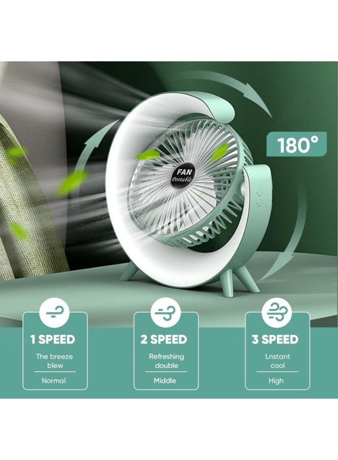 UV Enterprises Personal Mini Fan Cooler with LED Light,3 Speeds Portable Table Fan Cooler 180° Tilt,USB Rechargeable Battery Powered Fan,Quiet Cooling Fan for Bedroom Home Office Outdoor Camping Fan - Image 2