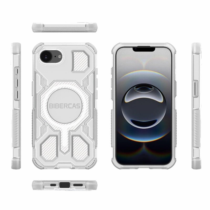 BIBERCAS For Iphone 16E Transparent Color Series Magsafe Air Bag Shockproof Phone Case(White) - Image 2