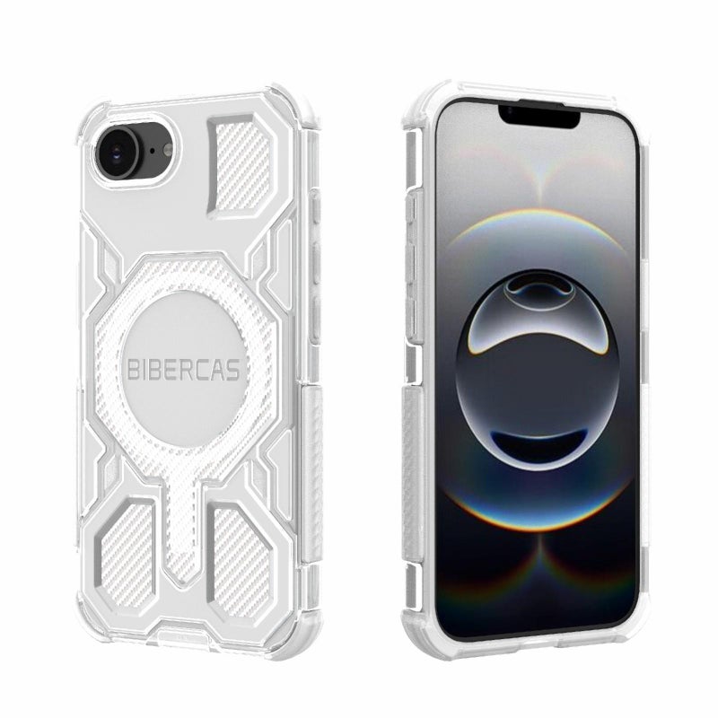 BIBERCAS For Iphone 16E Transparent Color Series Magsafe Air Bag Shockproof Phone Case(White) - Image 1
