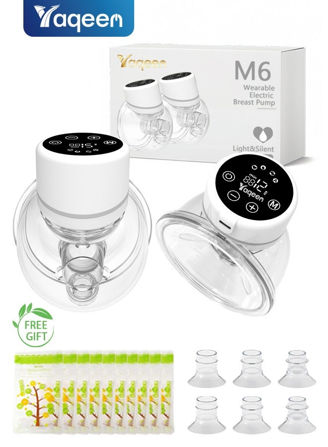 Yaqeen Portable hands-free ergonomic electric breast pump (2-pack), with LCD display, BPA-free, 4 modes, 12 suction levels, includes 10 milk storage bags and 6 different sized rubber stoppers. - Image 1