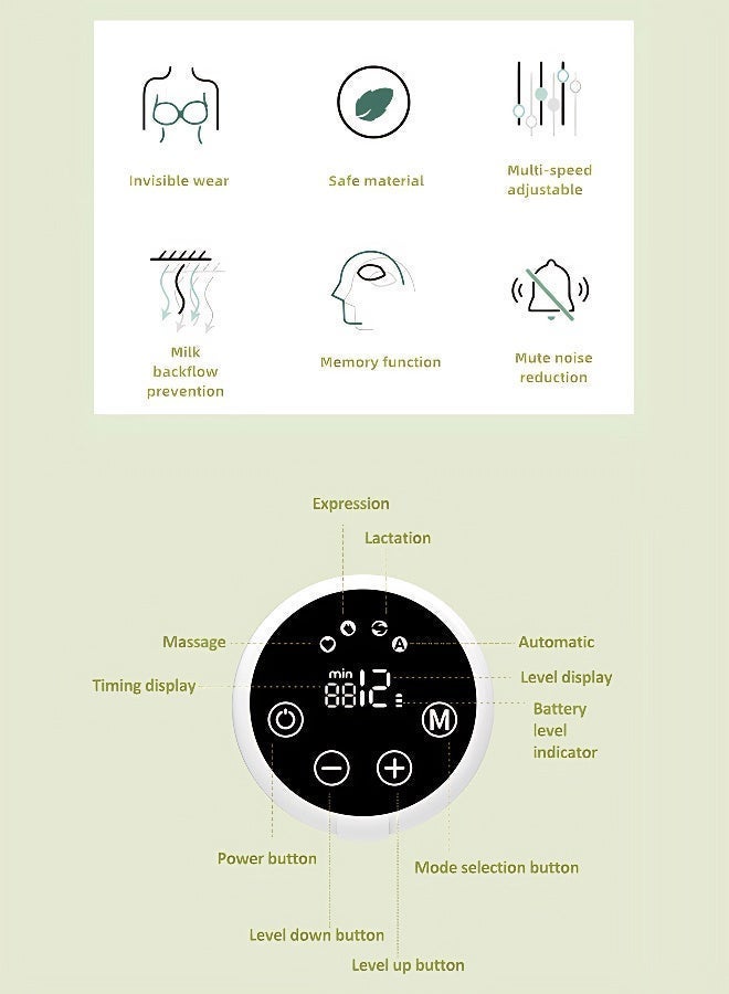 مضخة ثدي كهربائية مزدوجة قابلة للارتداء بدون استخدام اليدين، مضخة ثدي محمولة بأربعة أوضاع و12 مستوى وشاشة LCD خالية من مادة BPA، مضخة ثدي هادئة مع 10 أكياس لتخزين الحليب و6 حشوات سيليكون بأحجام مختلفة للأمهات المرضعات. - Image 4