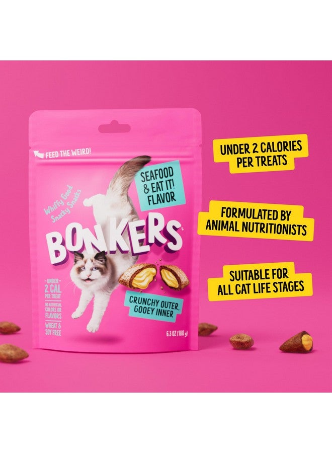 Bonkers Cat Treats Seafood & Eat It! Flavor 3 OZ, Cat Treats, Treats for Training, for All Breeds and Ages, Food Topper, Resealable Pouch (10 Pack) - Image 2