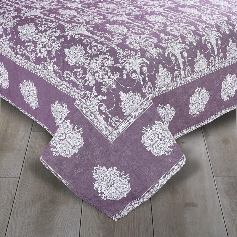 Victor Victor King Size Light Weight Super Soft Easy Care Necklace Pattern 4 Sided Border BedsheetBed Cover with 2 Pillow Covers 91X106 Inch Wine Purple  - Image 3