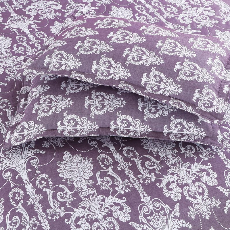 Victor Victor King Size Light Weight Super Soft Easy Care Necklace Pattern 4 Sided Border BedsheetBed Cover with 2 Pillow Covers 91X106 Inch Wine Purple  - Image 4