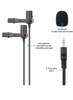 MOURIV CM208 Omnidirectional Dual Lavalier Microphone Clip-on Lapel Mic for iPhone Android & Windows Smartphones PC DSLR Cameras Audio Recorders, YouTube, Interview, Studio, Video Recording (6 Meter)  - Image 3