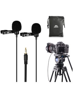 MOURIV CM208 Omnidirectional Dual Lavalier Microphone Clip-on Lapel Mic for iPhone Android & Windows Smartphones PC DSLR Cameras Audio Recorders, YouTube, Interview, Studio, Video Recording (6 Meter)  - Image 1