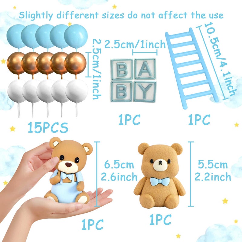 Roaring Good Time Baby Shower Cake Topper for Boy Bear Theme We Can Barely Wait Decorations Adorable Baby Boy Shower Cake Decorations with Bear Topper for Gender Reveal Newborn Celebration - Image 2