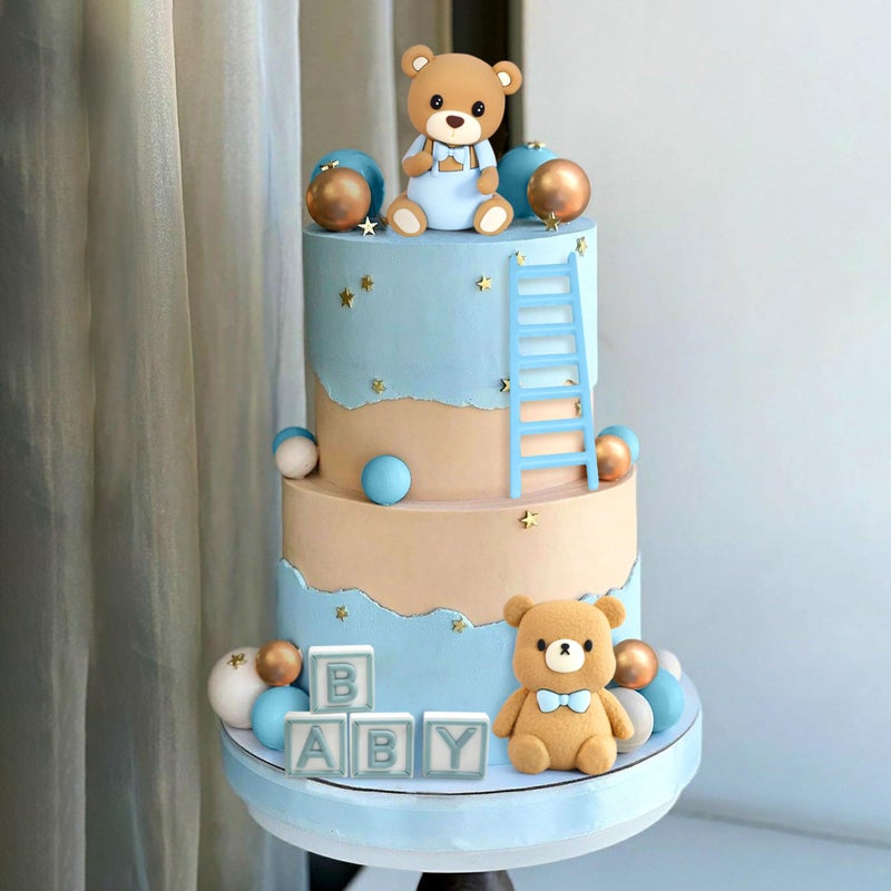 Roaring Good Time Baby Shower Cake Topper for Boy Bear Theme We Can Barely Wait Decorations Adorable Baby Boy Shower Cake Decorations with Bear Topper for Gender Reveal Newborn Celebration - Image 4