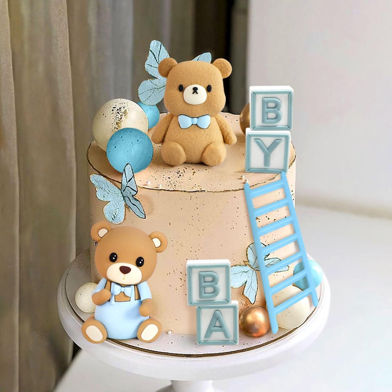 Roaring Good Time Baby Shower Cake Topper for Boy Bear Theme We Can Barely Wait Decorations Adorable Baby Boy Shower Cake Decorations with Bear Topper for Gender Reveal Newborn Celebration - Image 5