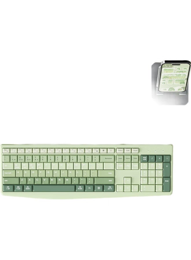 B.O.W لوحة مفاتيح لاسلكية بلوتوث مزدوجة الوضع B.O.W Hangshi K161D، لوحة مفاتيح هادئة عالمية للأجهزة اللوحية والهواتف المحمولة واللابتوبات، لون أخضر ماتشا متدرج - Image 3