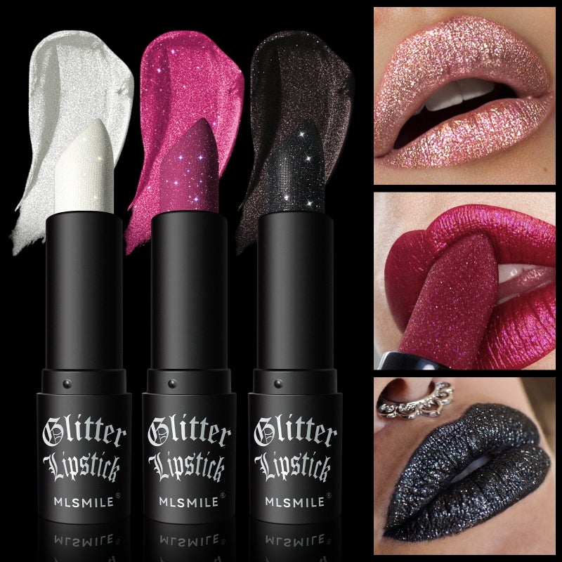 Mlsmile Non-Stick Cup Matte Lipstick Flash Diamond Lipstick Halloween Dark Vampire Makeup - Image 4