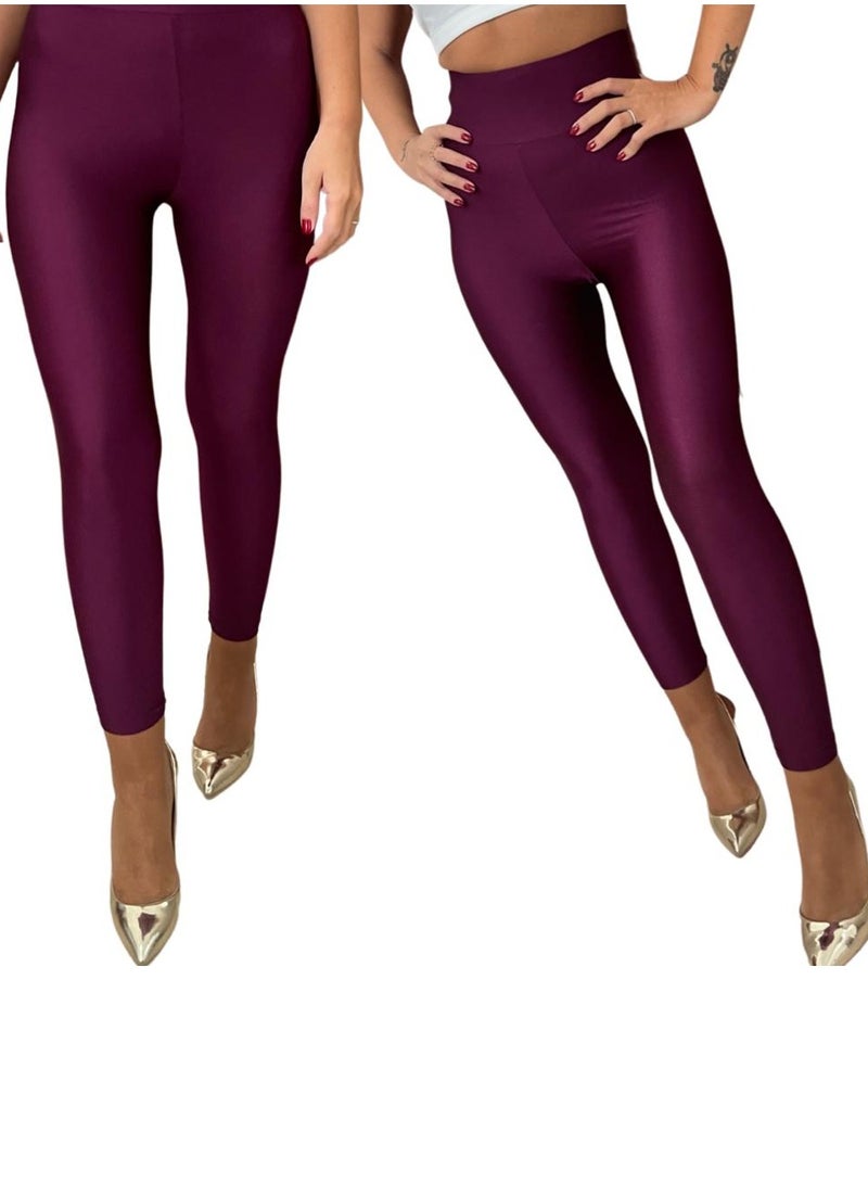 VENTIUP Women High Waist Fit Leggins Purple - Image 5
