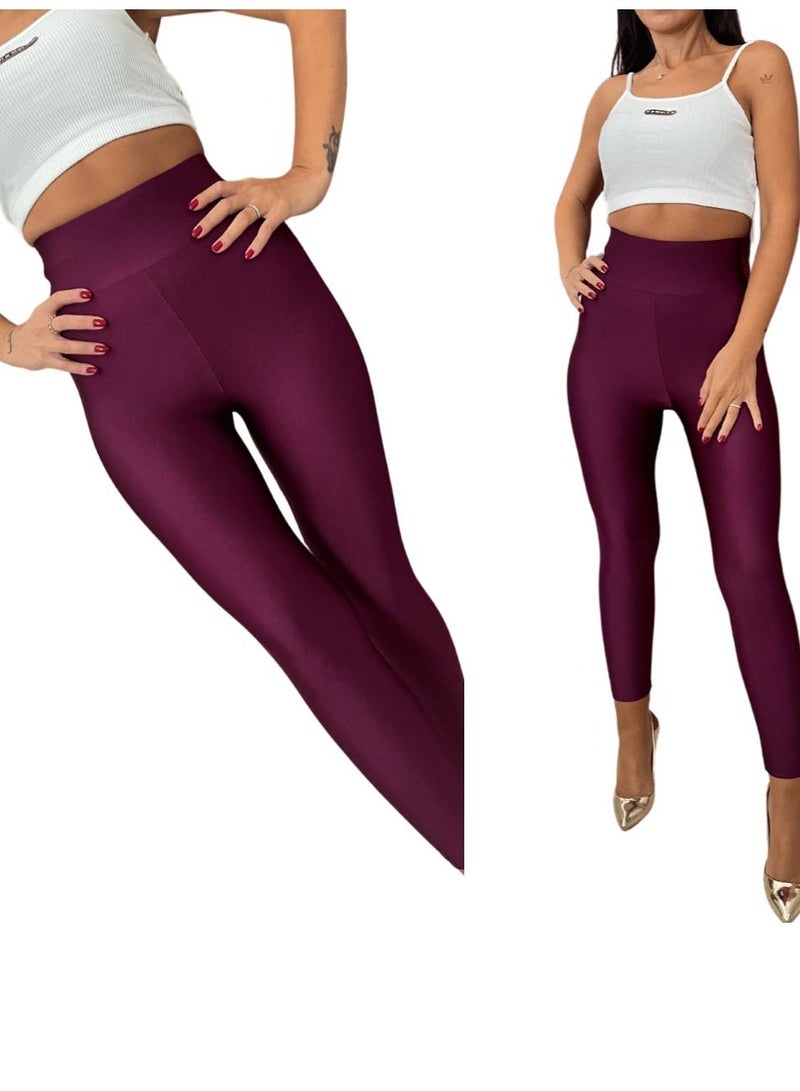 VENTIUP Women High Waist Fit Leggins Purple - Image 2