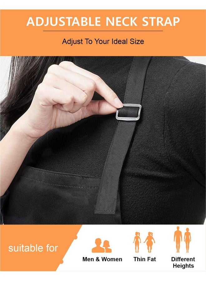 Cranique Polyester Kitchen Apron with Adjustable Strap Two Pockets for Women & Men | Free Size Apron for Kitchen, Hotel, Cafe, Restaurant, Salon, Workshop, Garage, Drawing, Cooking Apron - Black - Image 2