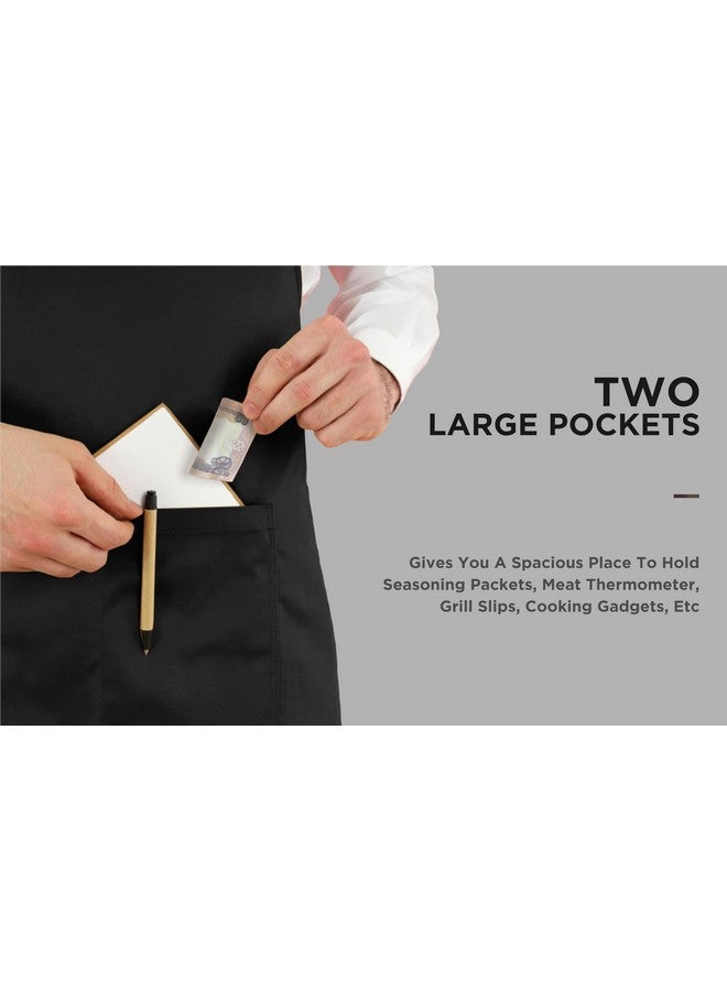 Cranique Polyester Kitchen Apron with Adjustable Strap Two Pockets for Women & Men | Free Size Apron for Kitchen, Hotel, Cafe, Restaurant, Salon, Workshop, Garage, Drawing, Cooking Apron - Black - Image 3