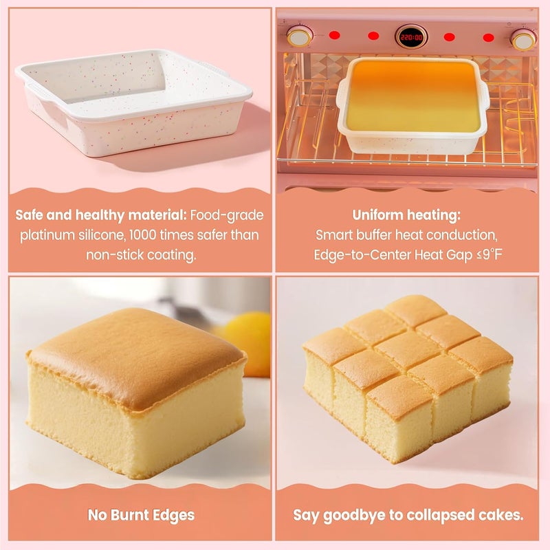 SJ 8 inch Silicone Square Cake Pan with Metal Reinforced Frame Set of 2, Nonstick Silicone Cake Molds BPA Free Suitable for making Cakes Brownies Cheesecakes Pie Bread - Image 5