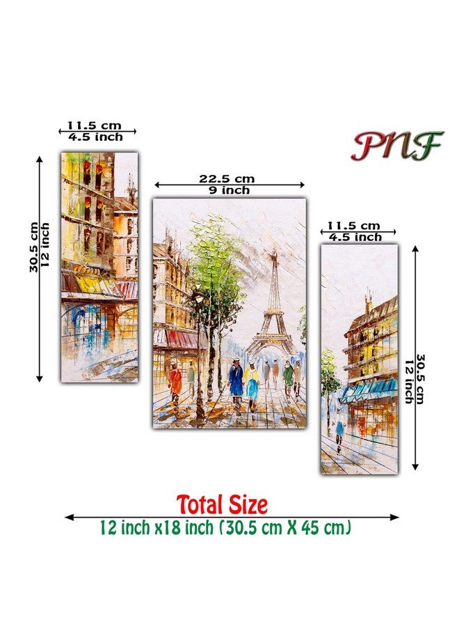 pnf Poster And Frames Eiffel Tower Love Couple Landscape Scenery MDF Panel | For Living Room | Home Decoration Item | Best Gifting Option | Set Of 3 (MDF,Multicolour,18x12inch) -1654 - Image 2