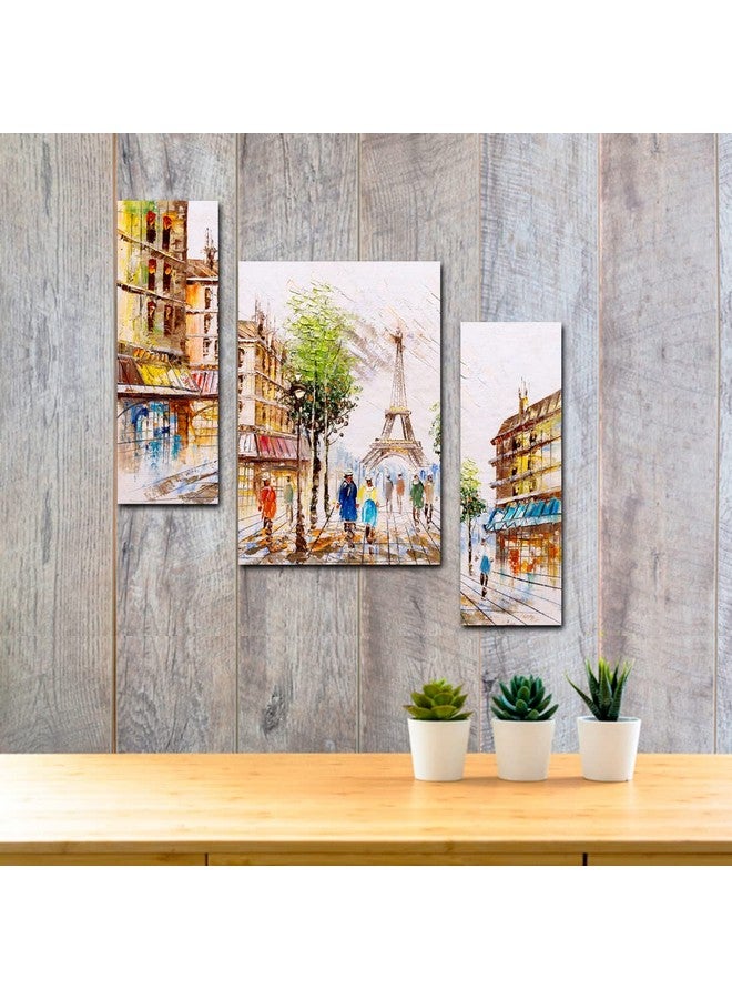 pnf Poster And Frames Eiffel Tower Love Couple Landscape Scenery MDF Panel | For Living Room | Home Decoration Item | Best Gifting Option | Set Of 3 (MDF,Multicolour,18x12inch) -1654 - Image 3