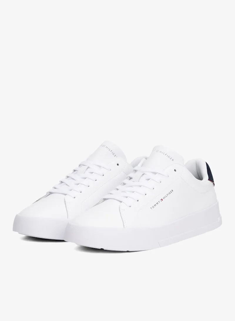 Tommy Hilfiger White/Desert Sky Logo Court Trainers With Leather for Men | Best Price UAE
