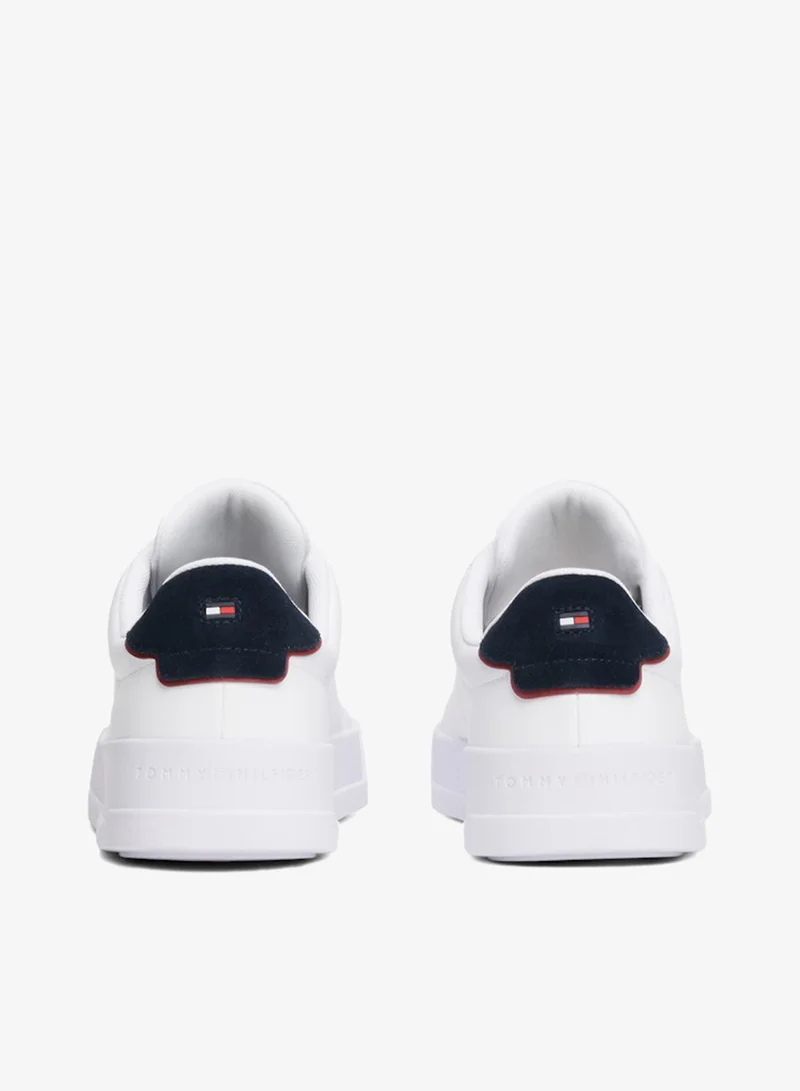 Tommy Hilfiger White/Desert Sky Logo Court Trainers With Leather for Men | Best Price UAE