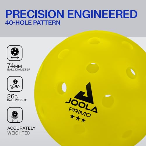 JOOLA Primo Pickleball Balls - Tournament Indoor and Outdoor Pickleball Balls - USAPA Approved - Ideally Weighted and Precision Crafted 40 Hole Design Pickleball Official Size - Image 3
