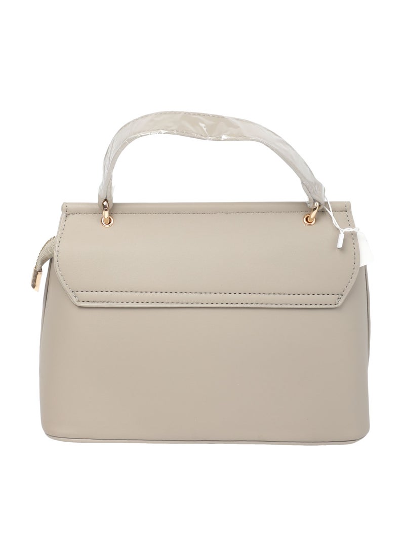 Women's Stylish Handbag with Geometric Texture, Twist-Lock Flap & Heart Charm - Image 5