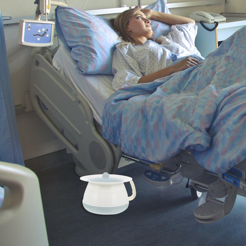 Light Blue Portable Spittoon with Lid Plastic Urinal Pot for Elderly Home Hospital Use - Image 5