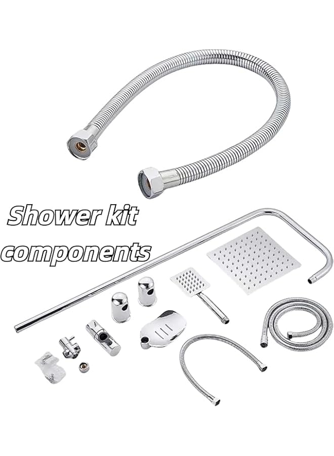 The Bros Shower Sets For Bathroom, Shower Set And Bathroom Fixtures Without Tap, Shower System Included Rainfall Shower Head, Handheld Shower, Hoses For Bathroom,Chrome (Silvery) - Image 3