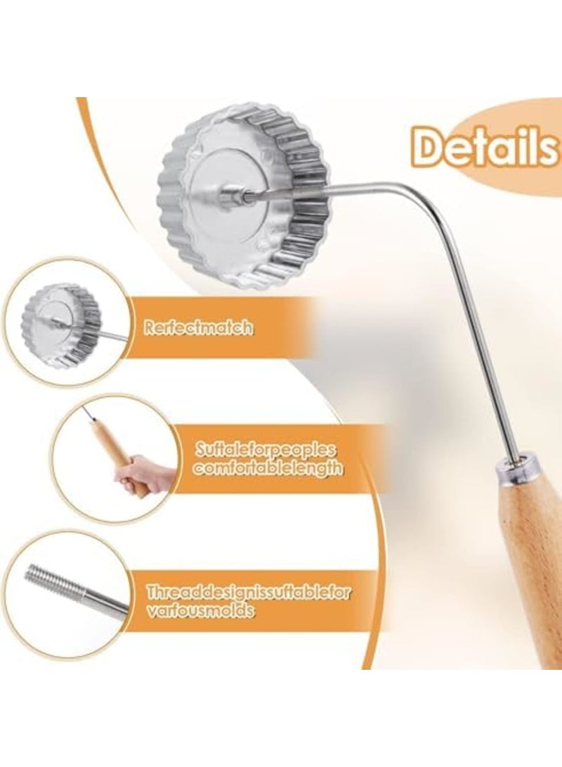 SYOSI مجموعة قوالب الورد، مجموعة صانع كعكة القمع مع مقبض، قالب بسكويت زهرة اللوتس، قوالب حديد الورد المصنوعة من الفولاذ المقاوم للصدأ للقلي العميق، الوجبات الخفيفة التقليدية، الوجبات الاحتفالية، الحلويات الحفلات (7 قطع، فضي) - Image 4