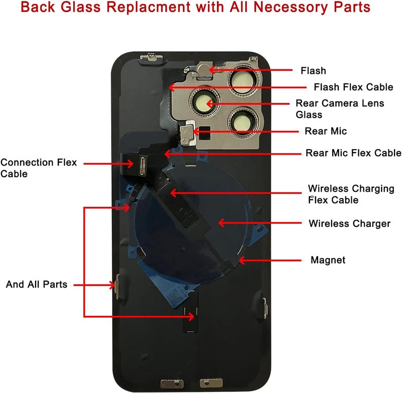 Perzework Rear Back Glass Replacement for iPhone 15 Pro Max 6.7-inches with Reparing Tool Kit and All Necessary Parts (Natural Titanium) - Image 4