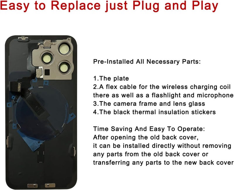 Perzework Rear Back Glass Replacement for iPhone 15 Pro Max 6.7-inches with Reparing Tool Kit and All Necessary Parts (Natural Titanium) - Image 5
