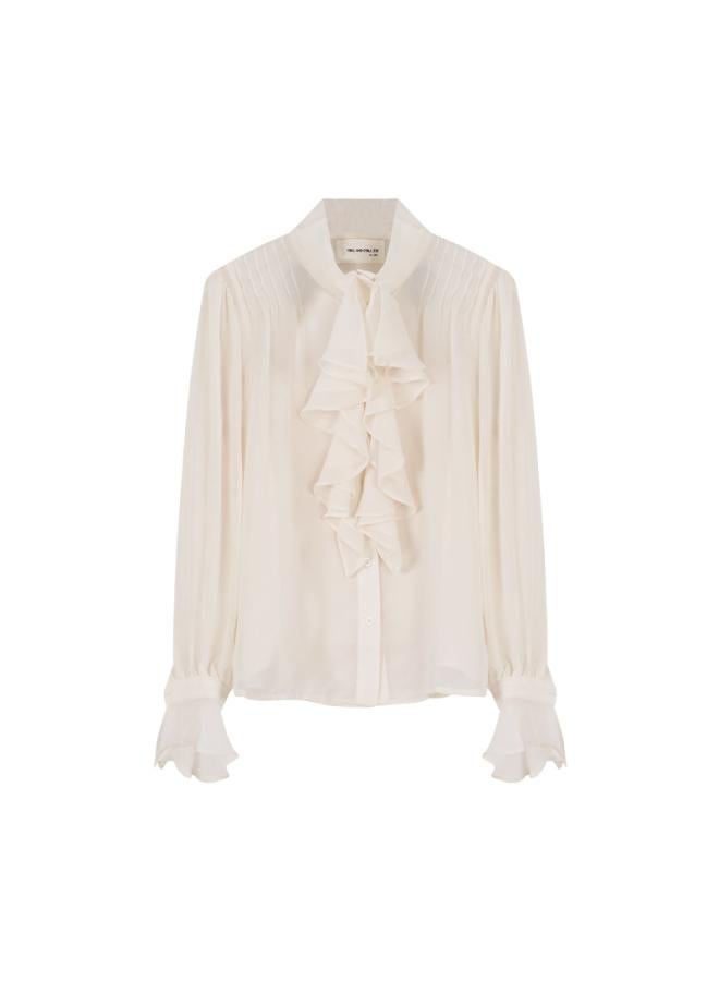 VUELO Connelly_french Retro Double Lotus Leaf Collar Shirt Female Summer Sweet Temperament Chic Top  - Image 5