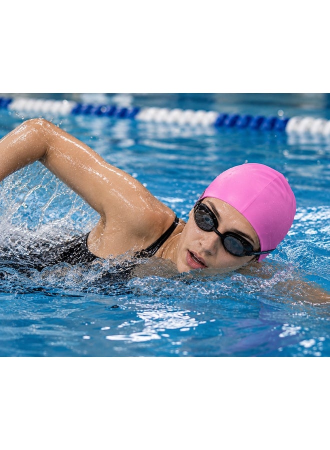 DEXO Silicone Swimming Cap – Stretchable, Comfortable Fit, Non-Slip, Hair Protection Swim Cap For Men & Women, Pink | Sports & Fitness Equipment | Durable Design for Training, Recreation & Everyday Use - Image 4