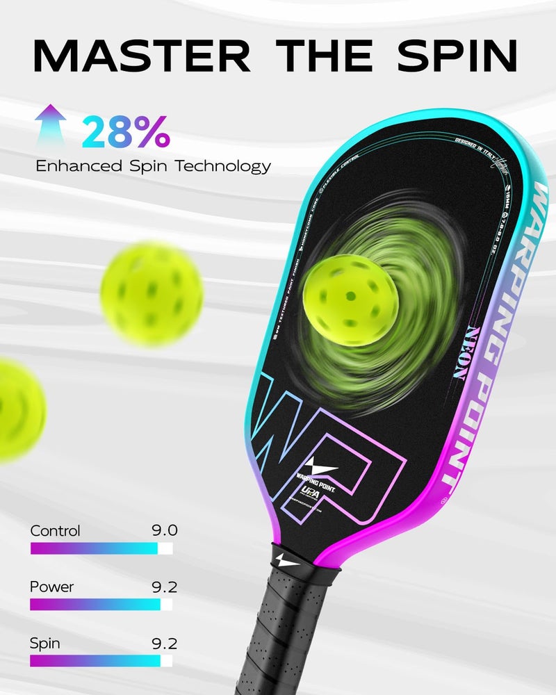 Warping Point Neon Gen 3 Pickleball Paddle, UPA-A Approved, Triple-Layer T700 Raw Carbon Fiber, 16MM EdgeFusion Core, Thermoformed Frame, Tour-Level Spin, Control & Power - Image 4