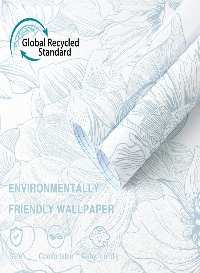 Dimoon 78.7"x17.3" Peel and Stick Wallpaper Blue Floral Contact Paper Boho White Modern Wallpaper Removable Self Adhesive Wall Paper for Bedroom Bathroom Cabinets Drawers Thicken Vinyl Roll - Image 2