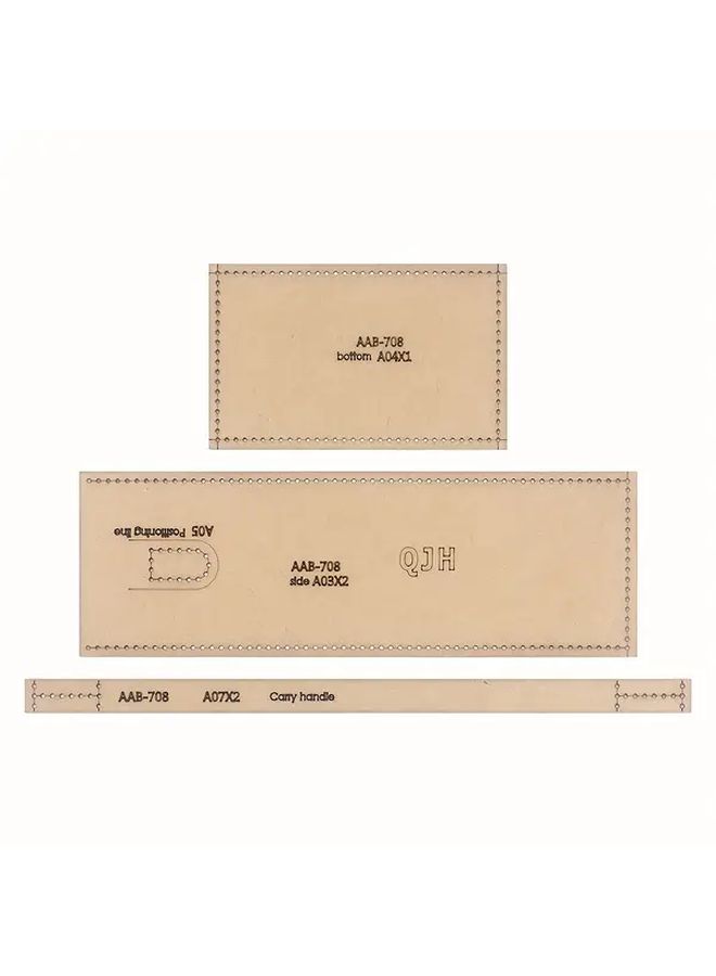 Fashion Square Stitch Wallet DIY Leather Craft Set with Kraft Paper Stencil - Image 5