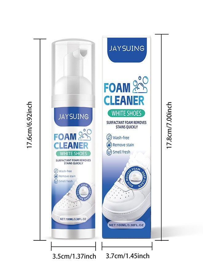 جايسوينغ 100 مل منظف رغوي للأحذية البيضاء - منظف رغوي أحذية بيضاء - رغوة خافضة للتوتر السطحي تزيل البقع بسرعة - رغوة بخاخ تنظيف الأحذية الرياضية - قماش حذاء رياضي - تبييض واصفرار حواف الأحذية - Image 2