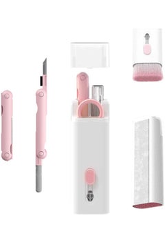 7-in-1 Cleaner Set, Laptop Screen Keyboard Earbud Cleaner Kit for Airpods MacBook iPad iPhone iPod, Multi-Function Cleaning Pen Brush Tool Key Remover for PC Monitor, Computer, Headphone (Pink)