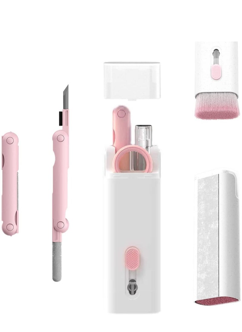 Generic - 7-in-1 Cleaner Set, Laptop Screen Keyboard Earbud Cleaner Kit for Airpods MacBook iPad iPhone iPod, Multi-Function Cleaning Pen Brush Tool Key Remover for PC Monitor, Computer, Headphone (Pink) - Image 1