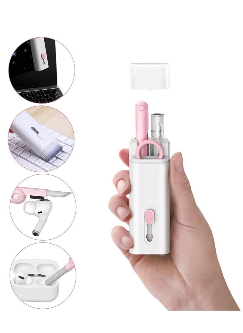 Generic - 7-in-1 Cleaner Set, Laptop Screen Keyboard Earbud Cleaner Kit for Airpods MacBook iPad iPhone iPod, Multi-Function Cleaning Pen Brush Tool Key Remover for PC Monitor, Computer, Headphone (Pink) - Image 1