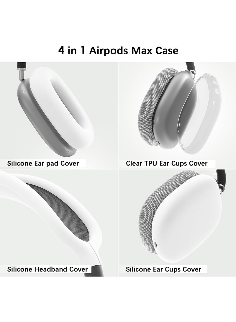 AROAQ Suitable for Airpods Max Protective Cover Apple Max Earphone Shell Solid Color Silicone Soft Shell Earphone Cover Three-Piece Set  - Image 3