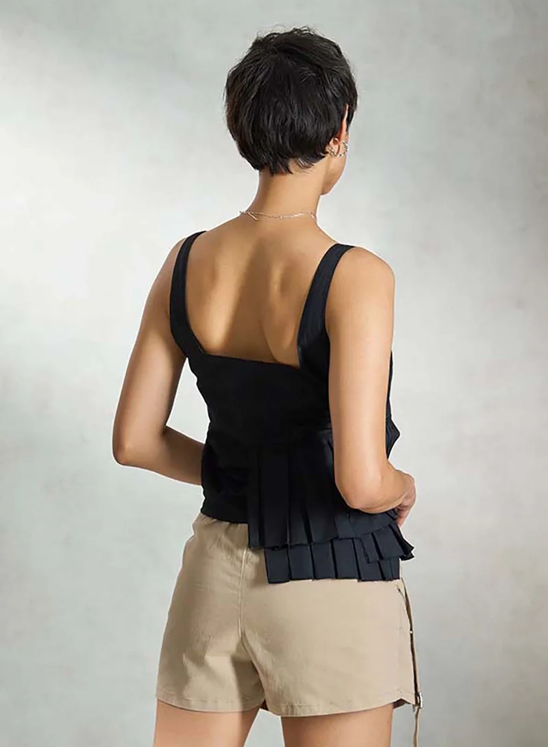 Virgio VIRGIO Cotton Stretch Dip-Hem Pleat Top