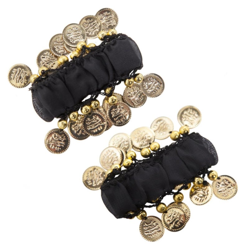 Vritraz Women's Chiffon Belly Dance Hip Scarf Waistband Belt Skirt with Ringy Golden Coins (Pack of 3) - Image 4