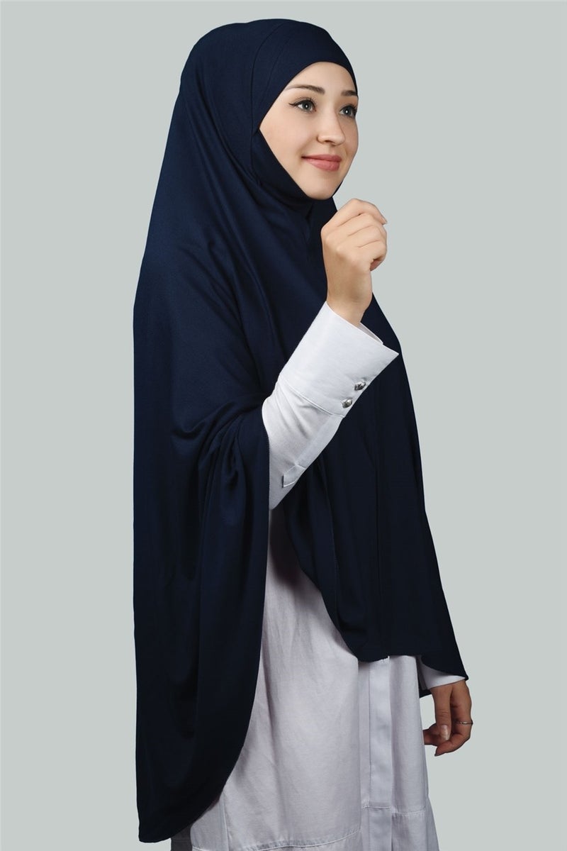Altobeh Ready-made Turban Practical Scarf with Veil Hijab with Nikap - Prayer Cover Soufflé (5Xl) - Navy Blue  - Image 2