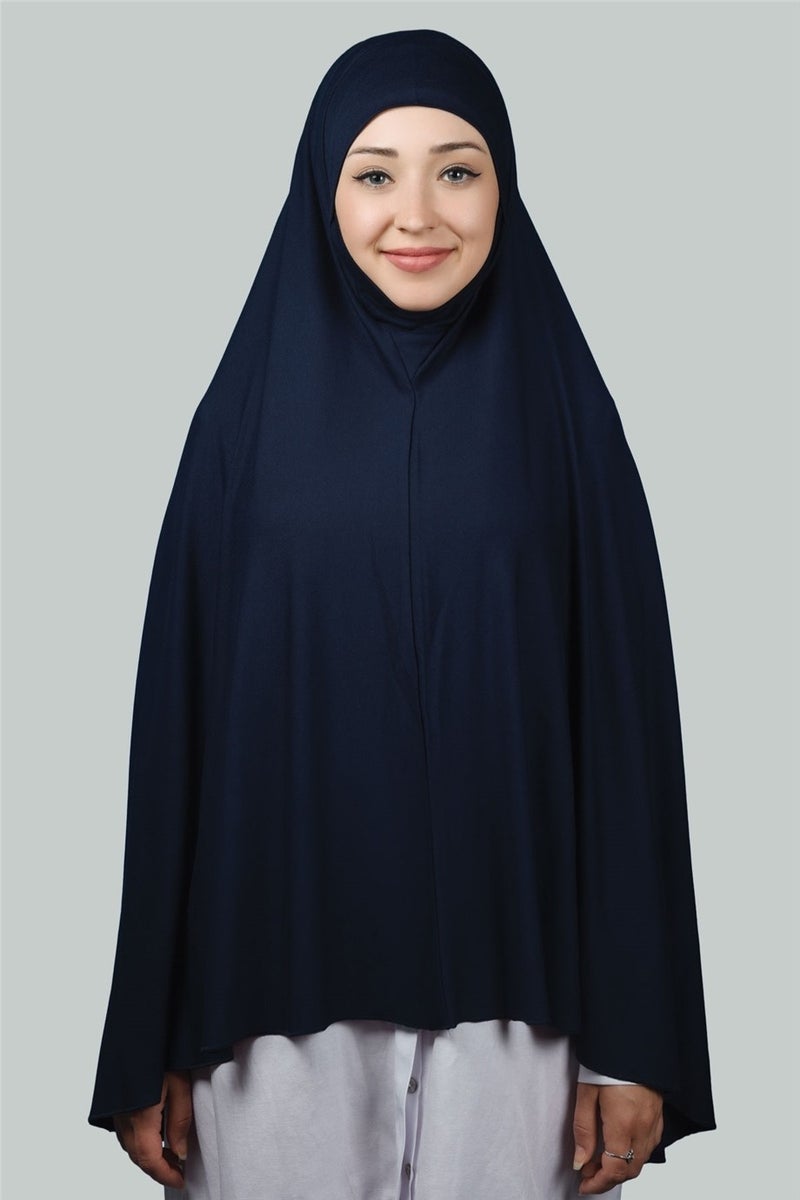 Altobeh Ready-made Turban Practical Scarf with Veil Hijab with Nikap - Prayer Cover Soufflé (5Xl) - Navy Blue  - Image 1