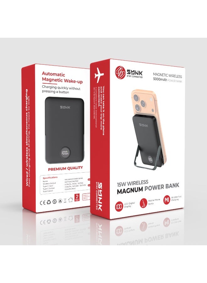 SYNK Magnum 5000mAh MagSafe Wireless Power Bank with Stand - Image 2