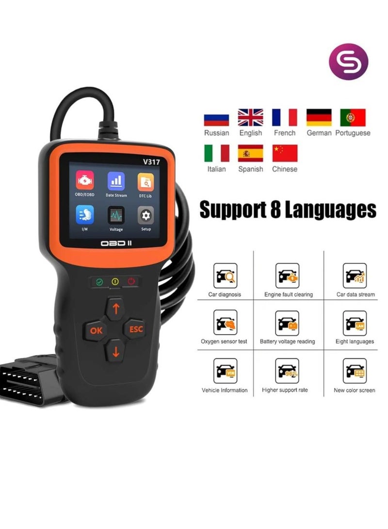 OBD2 Scanner Diagnostic Tool, Vehicle Check Engine Code Readers with Reset and I/M Readiness and More, Car OBDII/EOBD Diagnostic Scan Tool for All Vehicles After 1996 - Image 1