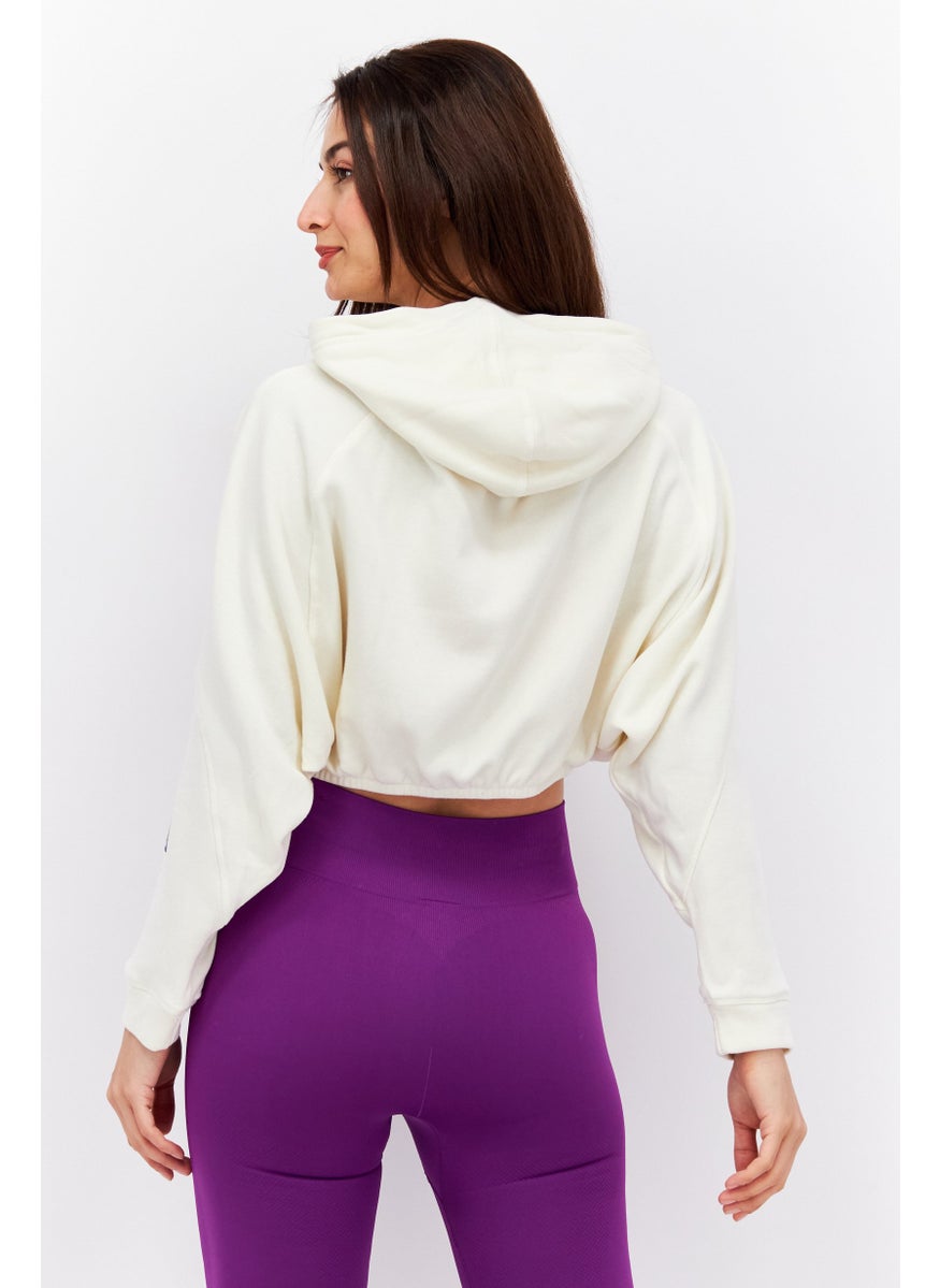Reebok - Women Sportswear Fit Long Sleeve Training Crop Sweatshirt, Beige - Image 1