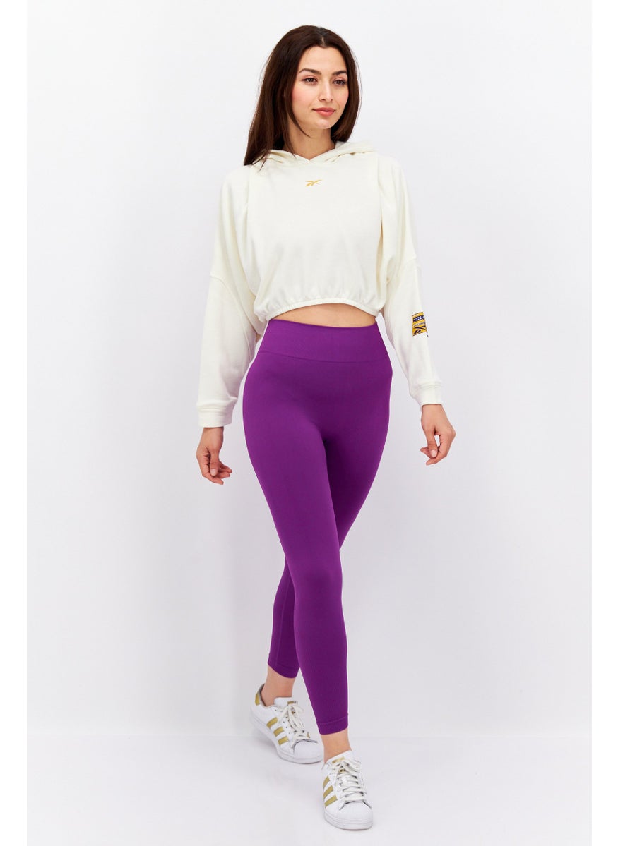 Reebok - Women Sportswear Fit Long Sleeve Training Crop Sweatshirt, Beige - Image 1